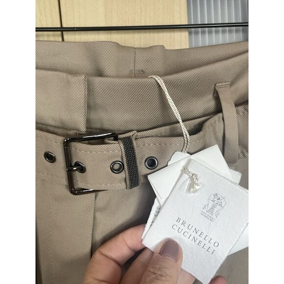 Brunello Cucinelli Belted Beige Tan Baggy Pants Sz 46 IT/10 US Designer Luxury - Picture 4 of 8